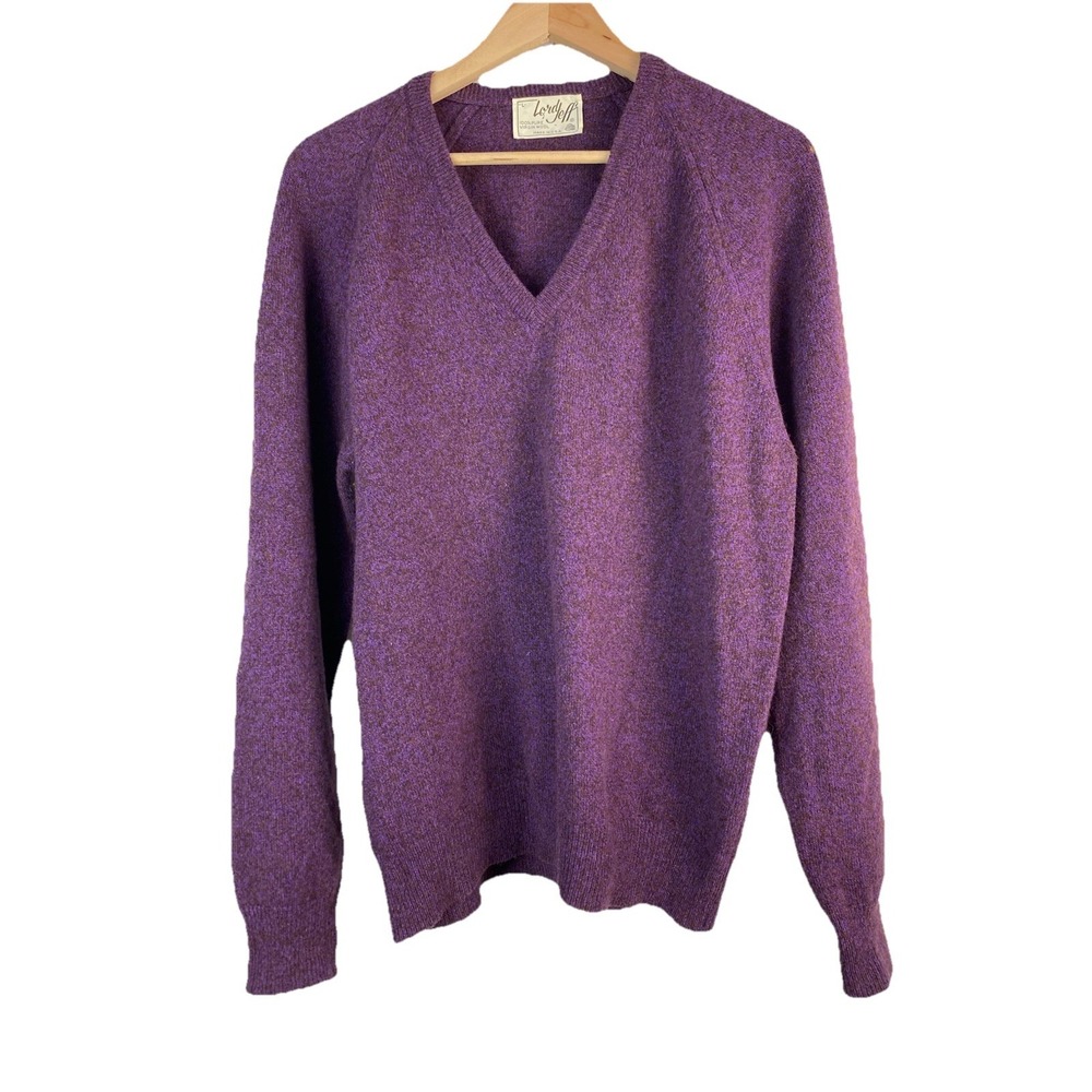 Vintage Lord Jeff Men's L Classic 100% Pure Virgin Wool V-Neck Pullover Sweater